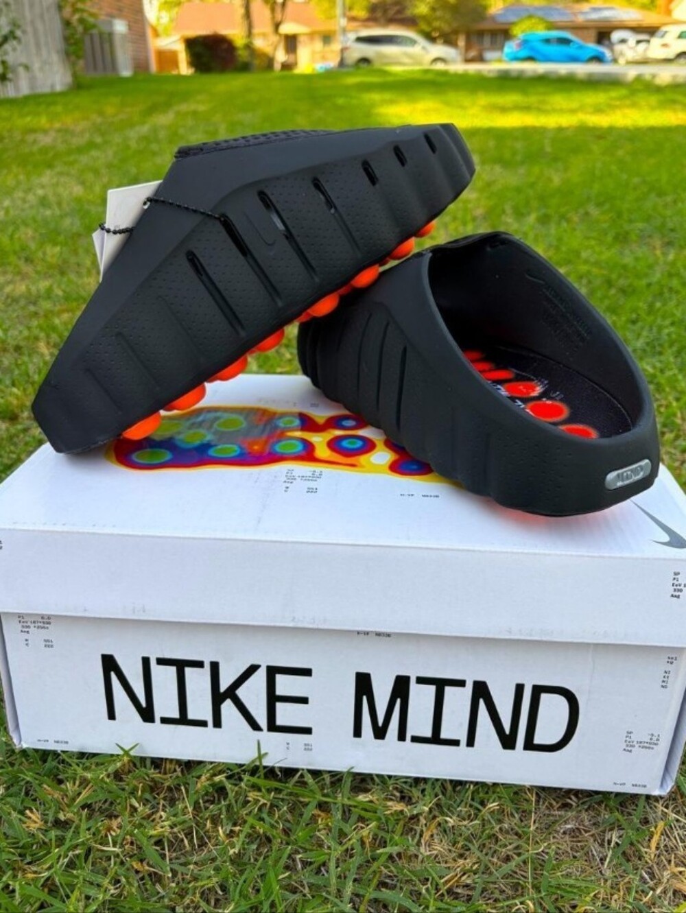 Black Men’s Slip-On Sandals with Orange Accents